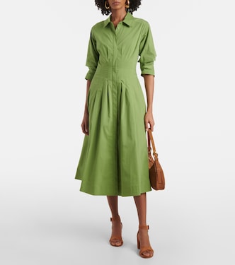 jazz cotton midi dress Simkhai Jazz Pleated Cotton-blend Poplin Midi Shirt Dress