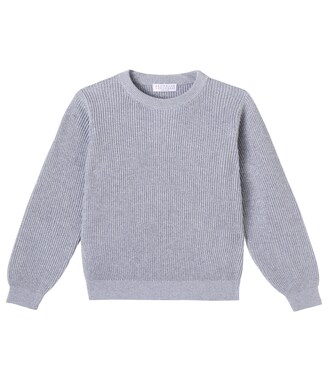 Ribbed-knit cotton-blend sweater | Brunello Cucinelli Kids
