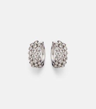 Three Row 18kt white gold huggie earrings with diamonds | Anita Ko
