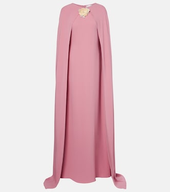 Caped silk-blend georgette gown | Oscar de la Renta