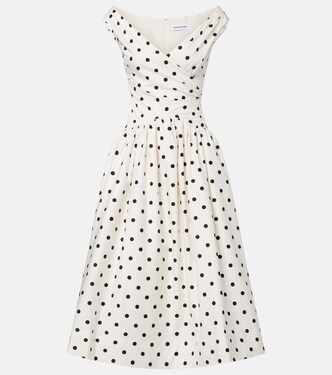 Polka-dot off-shoulder cotton midi dress | Self-Portrait
