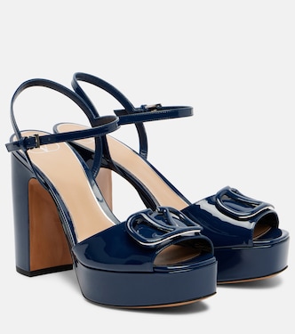 VLogo 115 patent leather platform sandals | Valentino Garavani