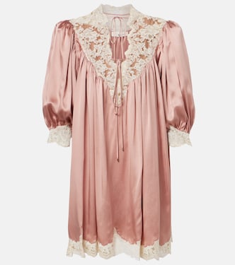 Lace-trimmed silk satin minidress | Chloé