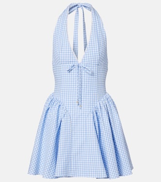 Micaela gingham halterneck cotton minidress | Bananhot