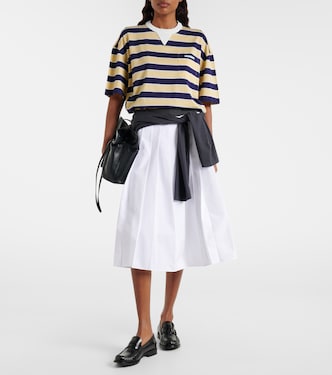 Striped cotton jersey T-shirt in yellow - Prada | Mytheresa