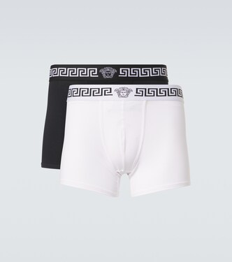 Greca Border棉质混纺平角内裤两件套 | Versace