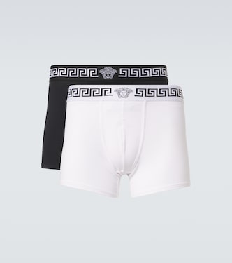 Set of 2 Greca Border cotton-blend boxer briefs | Versace