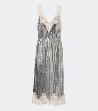 Lace-trimmed chainmail midi dress | Rabanne