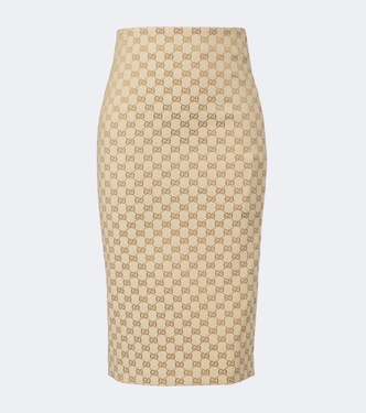 GG canvas cotton-blend pencil skirt | Gucci