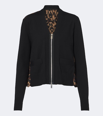 Paneled leopard-print cotton-blend cardigan | Sacai