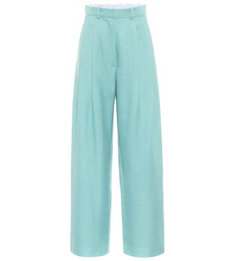 Pantalon ample à taille haute en laine mélangée | Dodo Bar Or