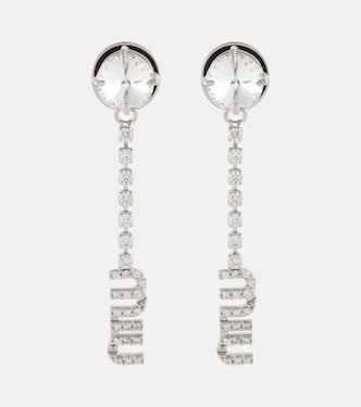Boucles d’oreilles à logo et cristaux | Miu Miu
