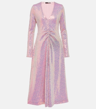 Ruched sequined midi dress  | Rotate