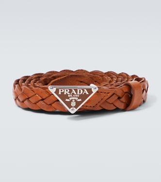 Logo woven leather belt | Prada
