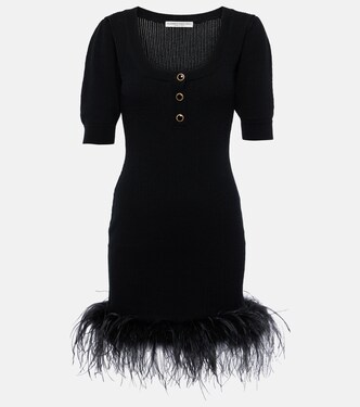 Feather-trimmed wool minidress | Alessandra Rich