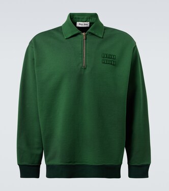 Logo cotton jersey sweatshirt | Miu Miu