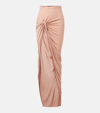 Asymmetric gathered jersey maxi skirt | Rick Owens