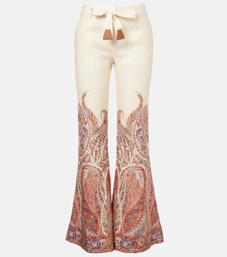 Paisley linen flared pants | Zimmermann