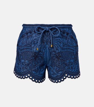 Shorts Coco de denim festoneados | Zimmermann