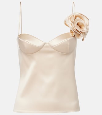 Floral-appliqué silk-blend satin top | Magda Butrym