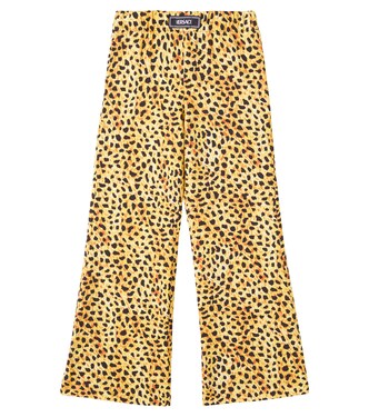 Pantaloni a gamba larga con stampa leopardata | Versace Kids
