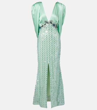 Sequined caped open-back gown | Là Fuori