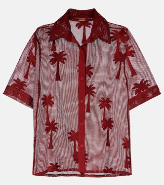 Embroidered cotton-blend mesh shirt | Johanna Ortiz
