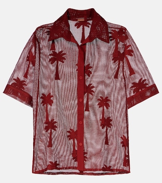 Embroidered cotton-blend mesh shirt | Johanna Ortiz