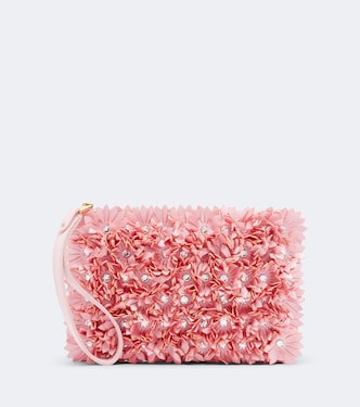 Floral-appliqué satin pouch | Valentino Garavani