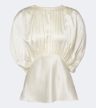 Peta draped peplum silk satin top | Tove