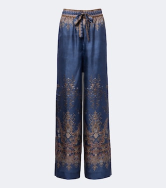 Valiant printed silk satin wide-leg pants | Zimmermann