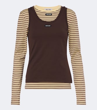 Cotton jersey T-shirt and tank top set | Miu Miu