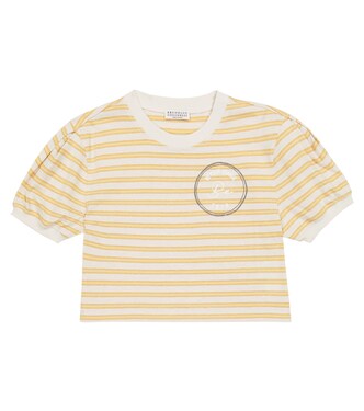 Embellished striped jersey T-shirt | Brunello Cucinelli Kids