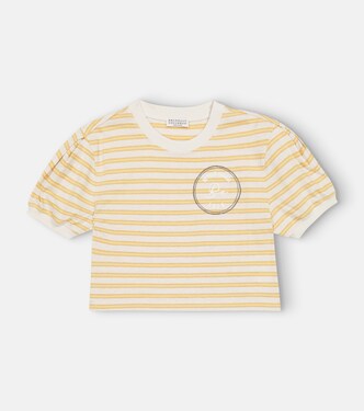 Embellished striped jersey T-shirt | Brunello Cucinelli Kids