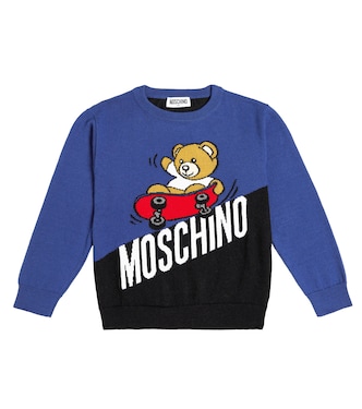 Logo cotton and wool sweater | Moschino Kids