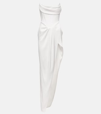 Bridal draped satin crêpe bustier gown | Alex Perry