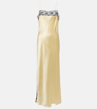 Robe longue Aries en satin de soie et dentelle | SIR