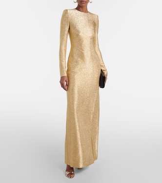 slim fit dress slacks Baroque Sequin Leaves Embroidered Gown main image 1