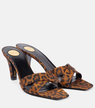 Jill 75 leopard-print satin mules | Saint Laurent