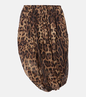 Leopard-print chiffon midi skirt  | Jacques Wei