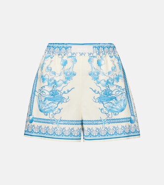 Underwater Barocco cotton poplin shorts | Versace