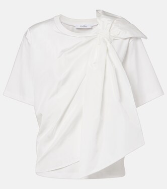 Colle bow-detail cotton jersey T-shirt | Max Mara