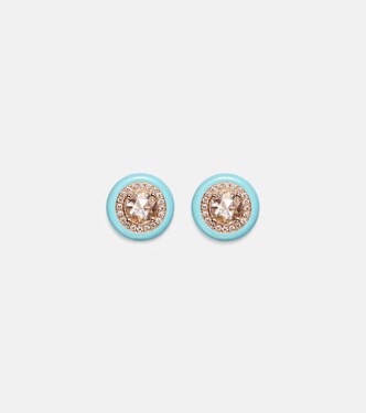18kt rose gold and enamel earrings with diamonds | Kamyen