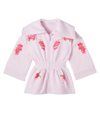 Floral cotton-blend zip-up sweatshirt | Monnalisa
