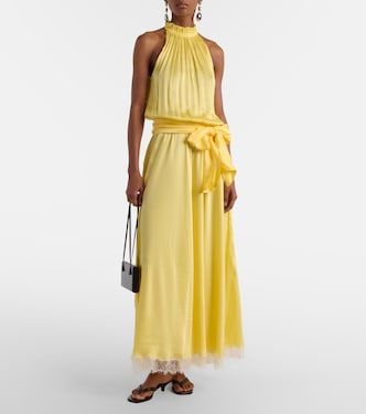 yellow the label nina silk dress Nina Silk Dress  Chartreuse