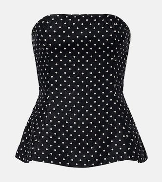 Petro polka-dot peplum linen top | Faithfull