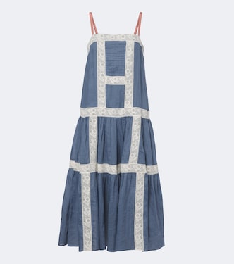 Maxikleid Mazarine aus Ramie mit Spitze | Veronica Beard