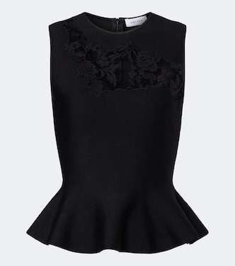 Top de lana con encaje y peplum | McQueen