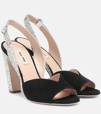 Slingback-Sandalen mit Glitter | Miu Miu