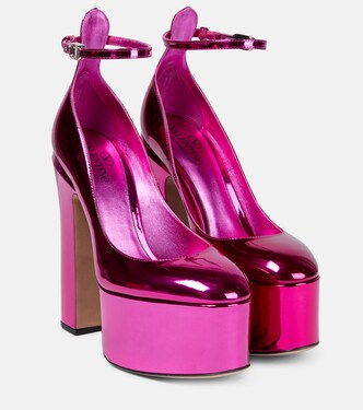 Tan-Go metallic leather platform pumps | Valentino Garavani
